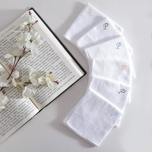 Image of Bonjour Men's White Cotton Handkerchief With Alphabet (A to Z) Initial (Pack of 6)