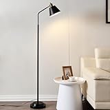Leasgy 65.3' Floor Lamps for Living Room, Black Floor Lamp for Bedroom, Dual-Base Industrial Standing Lamp, Adjustable-Head Corner Lamp, Modern Tall Lamp, Living Room Light, Bulb Included, Black