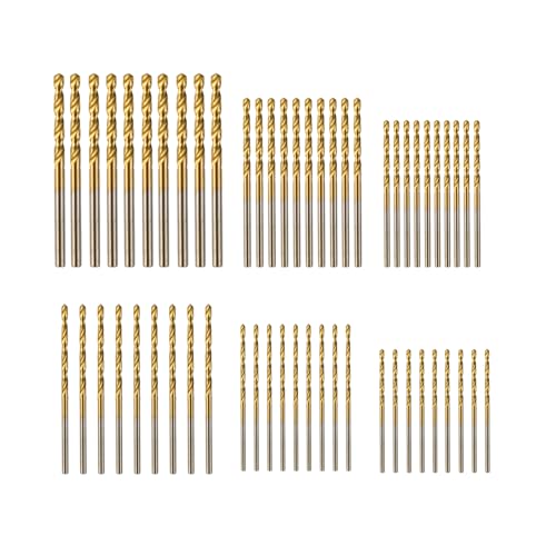 BECOLLO 60pcs Titanium Drill Bit Set(3/64-1/8) HSS Metal Jobber Length Twist Drill Bits 135 Split Point Suitable for Drilling in Metal Plastic Wood