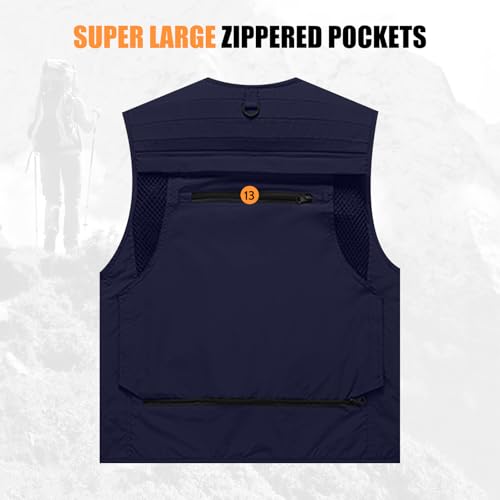 Image of AOTORR Mens Outdoor Work Safari Cargo Photo Travel Fishing Vests for Men with Multi-pockets