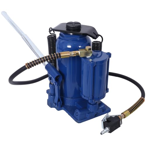 Air Hydraulic Bottle Jack, 20 Ton/44029 LBS All Welded Bottle Jack, 10.2-19.7 inch Lifting Range, Manual Handle and Air Pump, for Car, Pickup, Truck, RV, Auto Repair, Industrial Engineering (Blue)