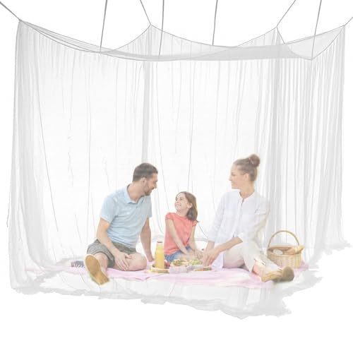 Mosquito Net for Bed – Mosquito Netting for Patio – Mosquito Tent with Patio, Camping, Outdoor and Travelling, with 1 Storage Bag, 8 Pegs, 8 Stoppers and 8 Pieces of 1.4m Blue Rope