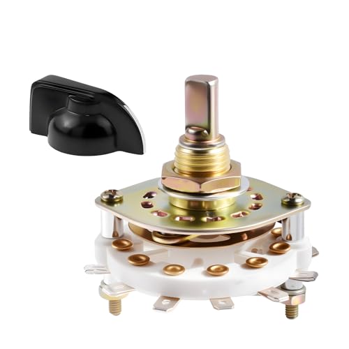 FOCMKEAS KCZ Rotary Band Switch 4P4T 4 Pole 4 Position Band Channel Rotary Selector Switches 2 Deck Waveband switches with Knob for TV, Radio, Electronic Device