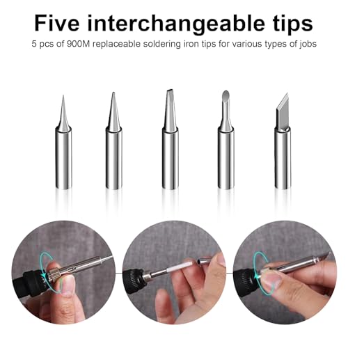 Soldering Iron Kit, 11-in-1 60W 110V US Plug Adjustable Temperature Electric Soldering Gun Welding Tools with for Soldering and DIY Solder Electronic Circuit Boards Mobile Phone Repair Welding - Thumbnail 4