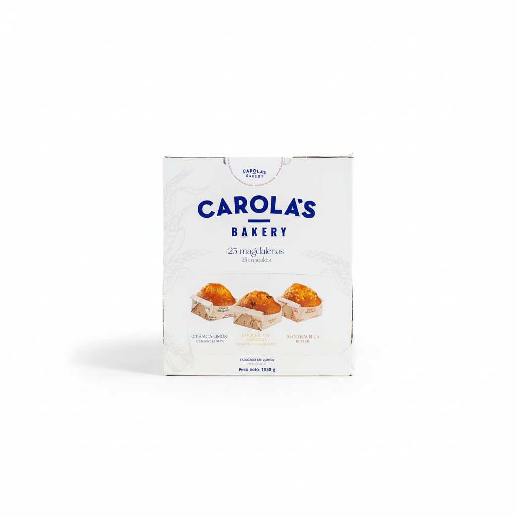 Surtido de 25 Magdalenas Artesanales - Pack 1 kg de Bollería Tradicional - Sabores Limón, Chocolate con Naranja y Mantequilla - Carola's Bakery - Ideal para Desayunos y Meriendas en Familia - NEXU