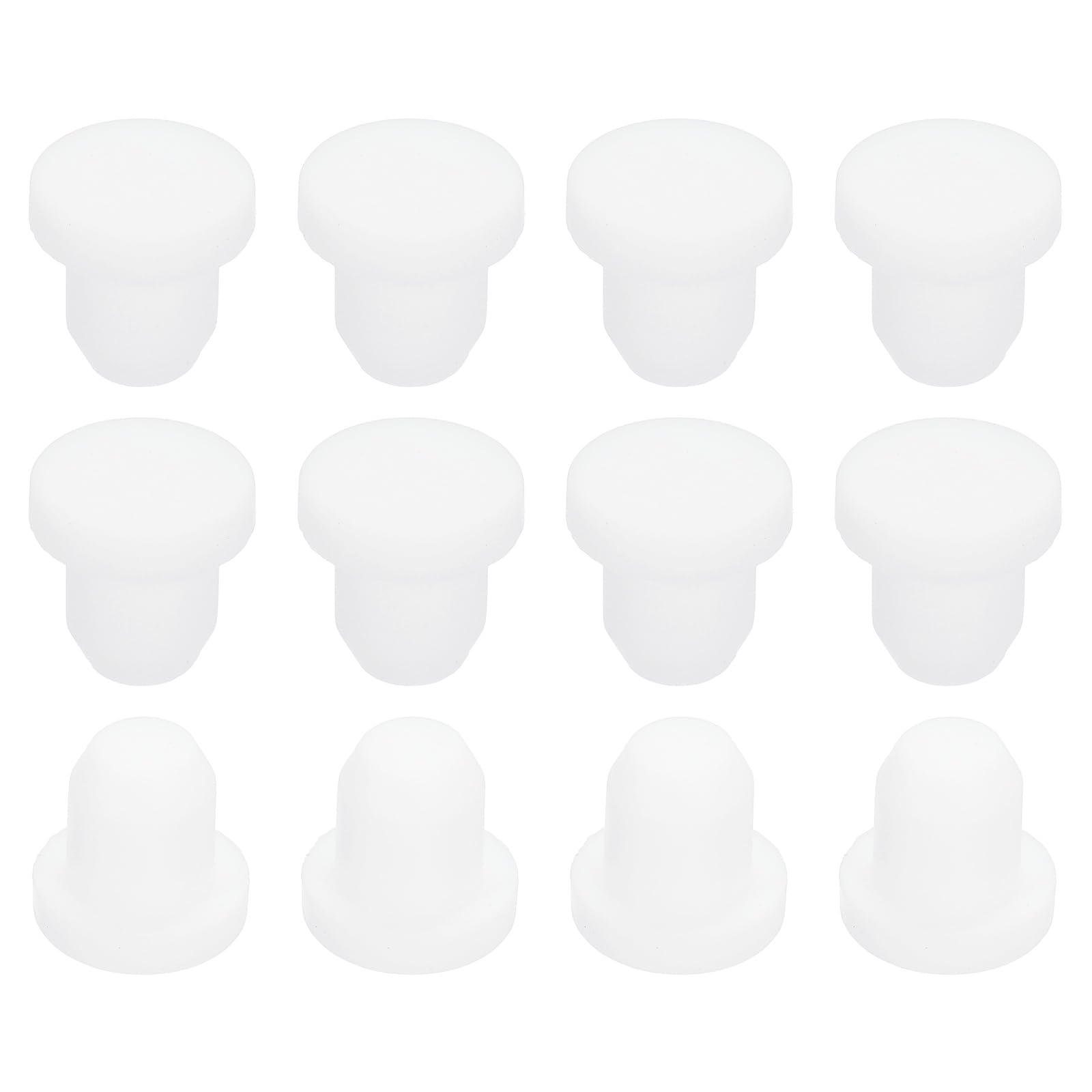 sourcing map 35Pcs Silicone Hole Plug 6.5mm, White High Temp T Type Rubber Stoppers for 5.8-6.3mm Hole, Solid Waterproof Button Hole End Covers for Powder Coating, Sealing Plugs, Pipe Holes