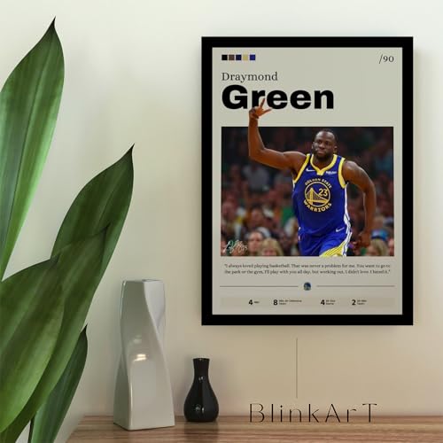 Image of BLINKART Draymond Green | Nba Basketball Player | Synthetic Wood Photo Framed Wall Hanging Poster Room & Office Bedroom Living Boys And Girl Room Home Wall Hanging | 13x10 Inches