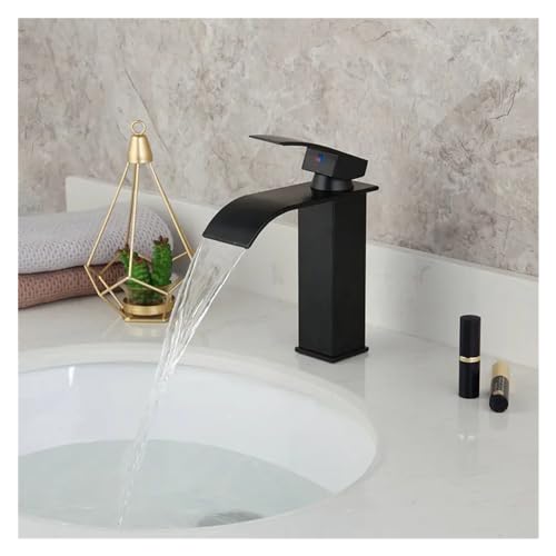 Robinet cascade noir mat en laiton massif pour évier chic