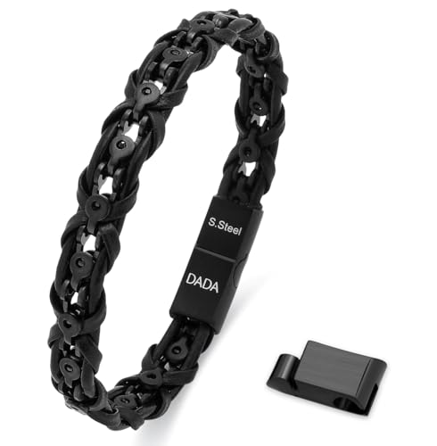 Bracelet homme cuir véritable et acier : cadeau anniversaire idéal