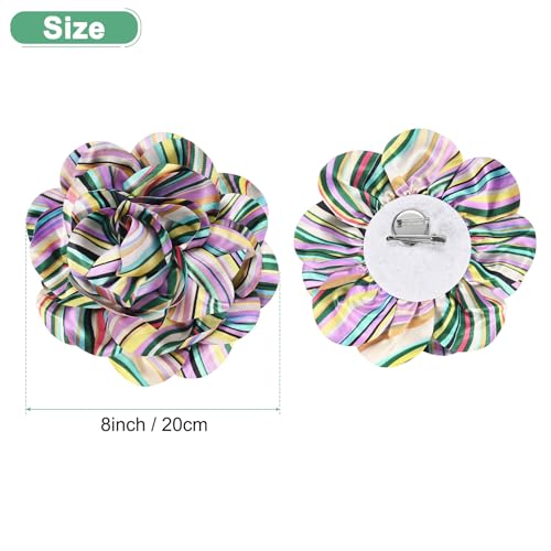 Image of M METERXITY Extra Large Rose Flower Brooches, Lapel Pins Dainty Satin Fabric Big Camellia Oversized Brooch Pin