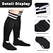 Topbuti Kids Soccer Socks Striped Knee High Sock Football Baseball Softball Cushion Athletic Socks for Youth Boys Girls Adult (Black)