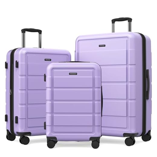Durable Expandable Luggage Set in Lavender