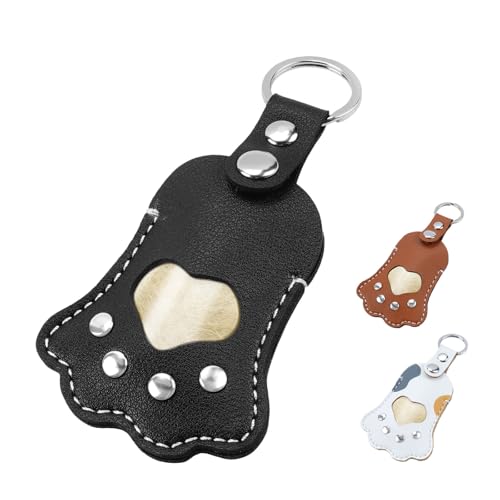 KAWOLY-ペット 遺毛 ケース 本革 ペット 遺毛入れ かわいい 肉球のカタチ キーホルダー【大切なペットをいつも傍に】お守りひげケース 携帯 持ち歩き 犬 猫 うさぎ 小動物 ペット 毛 入れ 写真入れ ペット仏具 ペット仏壇 ペット メモリアルグッ