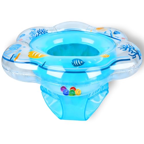 Inflatable Baby Pool Float for Age 6-12 Months with Double Airbag & Safe Seat, Infant Toddler Pool Float for Swim Training, Bathtub Water Play