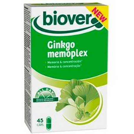 BIOVER MEMORIA Y CONCENTRACION (ginkgo memoplex – gélules qui facilitent la supplémentation quotidienne, boîte de 45 gélules, à prendre régulièrement selon la dose conseillée et associe fonctionnalité