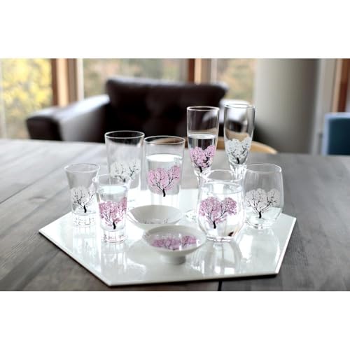 [温度で変化する] グラス天開ぺアセット 『冷感桜』[丸モ高木陶器]