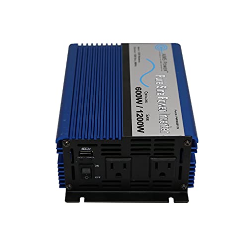 AIMS Power 600W Pure Sine Inverter 12V to 120V