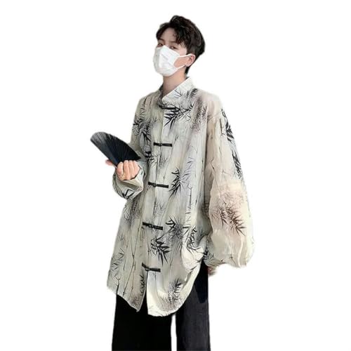 Vêtements hommes : chemise col officier style chinois en soie de glace