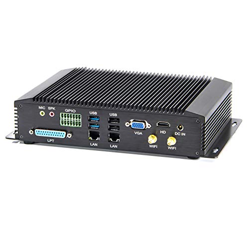 Kingdel Destop Computer Intel i5 8th Gen. CPU with 16GB DDR4 RAM 256GB SSD, 6xCOM, 4xUSB 3.0, 4xUSB 2.0, 2xLAN, GPIO, LPT, HD Port, VGA, Wi-Fi, Fanless, Windows 10 Pro