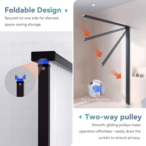 Divisor de Ducha Plegable Quvex con Marco de Aluminio 43.3" x 71" para Baños Pequeños miniatura 7