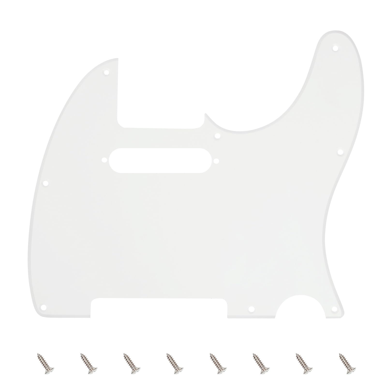 Banworks 1 Ply Tele Pickguard 8-Hole Electric Guitar Pickguard Scratch Plate for USA/Mexican Modern Style Standard Tele Telecaster JT/HB-03 White