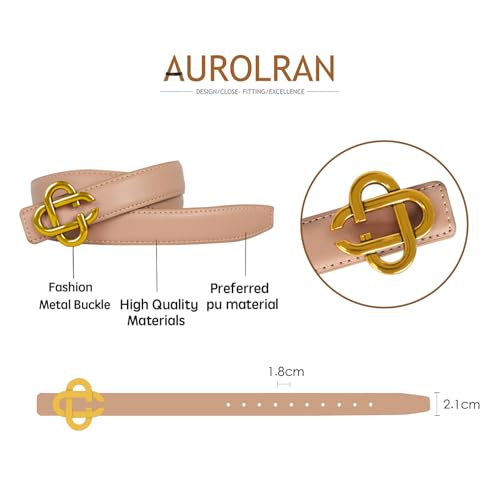 Image of Aurolran Women's Leather Belt with Buckle - Ideal for Dresses, Jeans, and Coats
