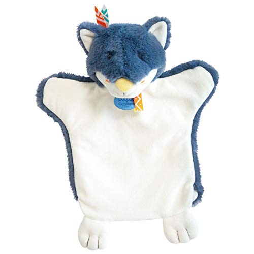 Doudou et Compagnie - Doudou Marionnette à Main Loup - 25 cm - Bleu - DC3621