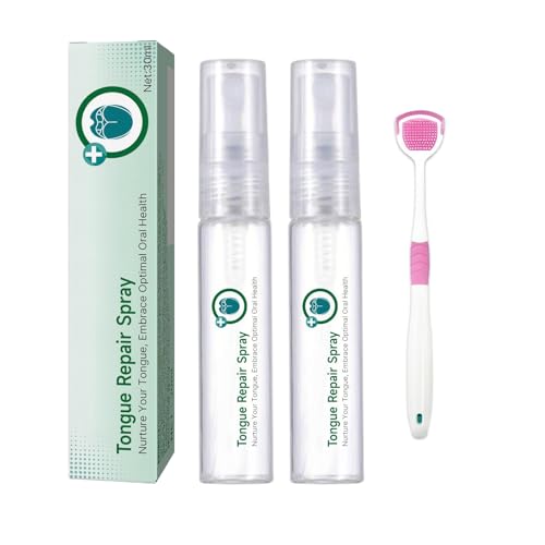 Spray De Reparación De Lengua 30ml*2, Glosshield De Reparación De La Lengua, Para Lenguas Blancas Y Boca Seca, El Cuidado De La Salud Bucal, Refresca La Respiración(Hay cepillos)
