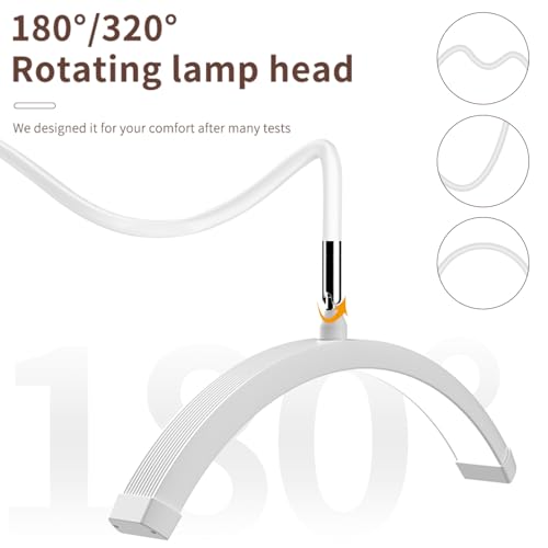 LED Halbmond Lampe, Wimpern Lampe Stehend, Beauty-Licht für Wimpernverlängerungen, 360° drehbarer Lichtkopf, 3 Farbtemperaturen, Halbmond-Ringlampe für Schönheit, Hautpflege, Tattoo, Augenbrauen.