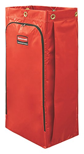 Image of Rubbermaid Commercial Products High-Capacity Cleaning /Utility Cart Bag, 34-Gallon, Red, Compatible with Rubbermaid Cleaning Carts for Laundry /Trash Transport