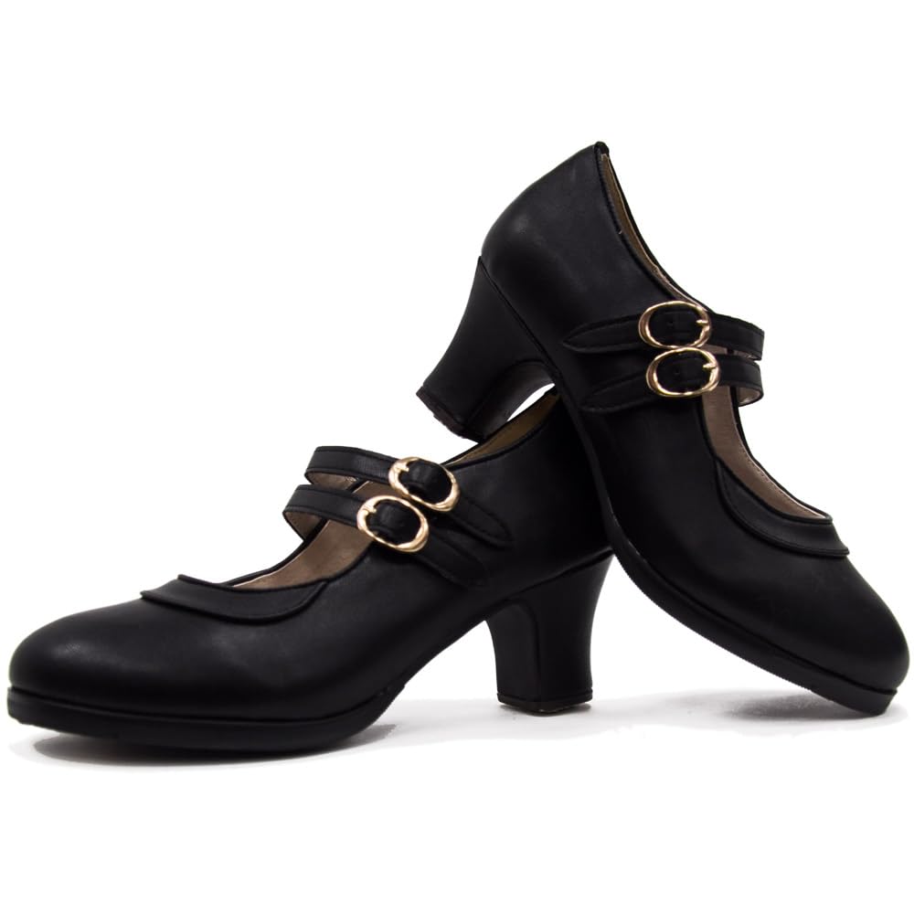 Zapato De Flamenco con Doble Suela y 2 Correas