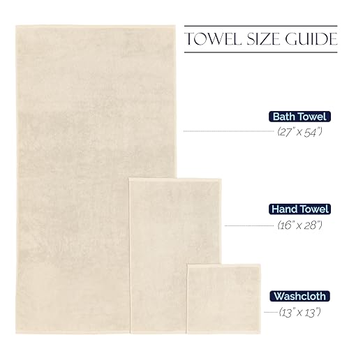 Image of Elegant Comfort Premium Cotton 8-Piece Towel Set, Includes 4 Washcloths, 2 Hand Towels and 2 Bath Towels, 100% Turkish Cotton - Highly Absorbent and Super Soft Towels for Bathroom, Ivory