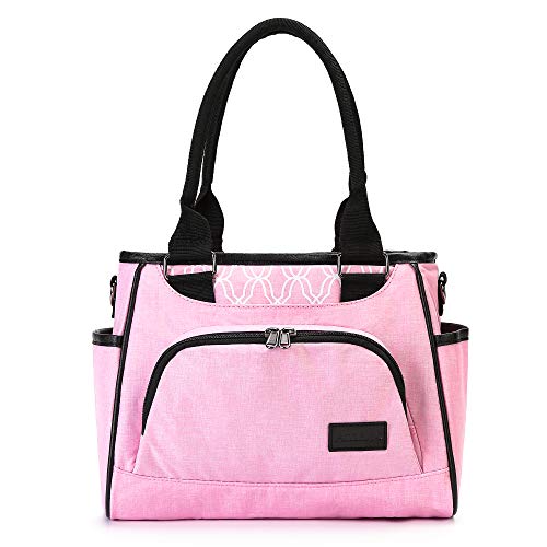 AmHoo Reusable Lunch Bag For Women Waterproof Cooler Insulated Box Picnic Women Top Handle Satchel Handbags Stylish Adult 10L tote Work School YKK Zipper Pink