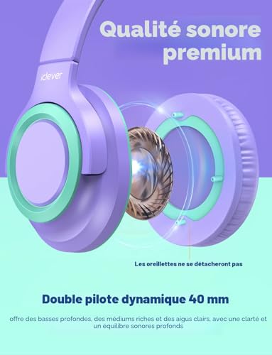 Casque audio enfants iClever HS22 pour protéger l'audition sur tablette
