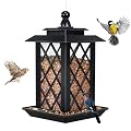Byvivace Large Bird Feeders, Hanging Bird Feeders for Outdoors, 3.2lb Capacity Lantern Wild Bird Feeders for Outside Hanging, Black