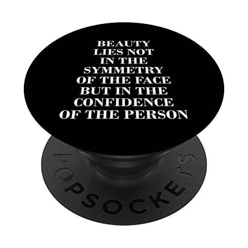 Natural Beauty No Buccal Fat Romover Quote PopSockets Swappable PopGrip, Black