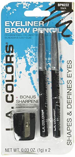 L.a. Colors 2-Piece Eyeliner/Brow Pencil With Sharpener, Black, 0.03 Ounce, Cbpn222 #TOP1