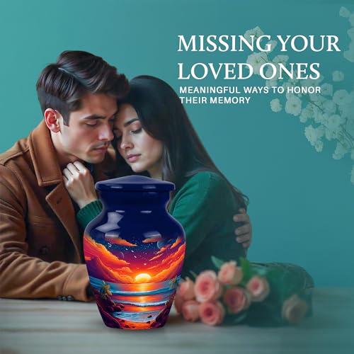 Image of Beach Urn - Memorial Urn for Human Ashes - 3 Inch - Pack of 2 - Small Keepsake Urns for Mom & Dad - Cremation for Human - Unique Urns for Adult Ash