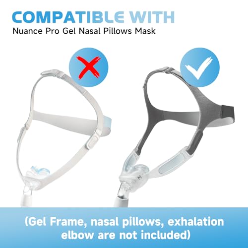 2 Packs Replacement Nuance Pro Headgear, CPAP Headgear Compatible with Philips Respironics Nuance Pro Gel Nasal Pillows Mask, Soft Adjustable Head Strap - Thumbnail 5