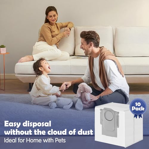 10 Stück Staubbeutel für Roborock Q5 Pro+/Q5 Max+/Q7 M5+/L5+/Q10 S5+/Q10 X5+/S8 Pro Ultra/S8+/S7 MaxV Ultra/Q7 Max+/Q8 Max+/Staubsauger Absaugstation,Hohe Kapazität Staubsaugerbeutel Ersatzteile 3.6L