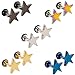 Produktbild Epoch World 5 Paare 8MM Edelstahl Ohrstecker Set Ohrringe für Herren Damen Mädchen Fake Plugs Piercing Ohr Tunnel Schwarz Gold Ohrringe Stern Silber Ohrstecker Männer Titan Stecker