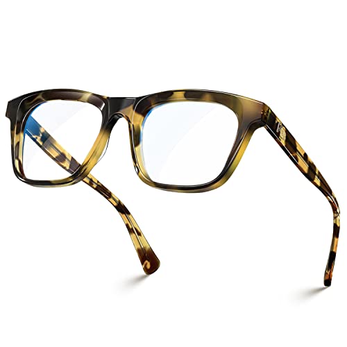 Image of VISOONE Square Blue Light Blocking Glasses TR90 Clear Lens for Women Men BONA