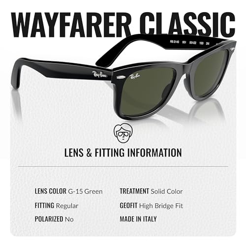 Ray-Ban RB2140 Original Wayfarer Classic Square Shape Sunglasses With Eyewear Kit Bundle - High Bridge Fit - Ideal Formal and Casual Wear Square Sunglasses4