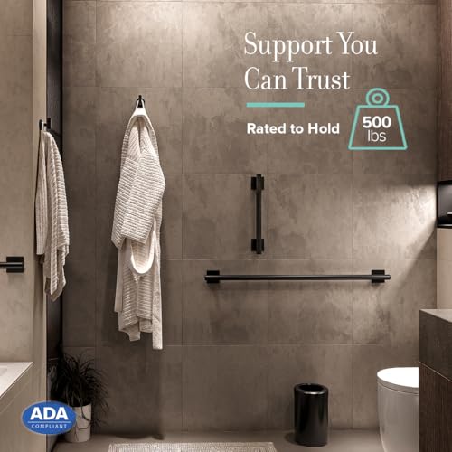 Image of Gatco 946MX Elevate 36 inch L Grab Bar, Matte Black /ADA Compliant Stainless Steel Safety Grab Bar for Bathroom