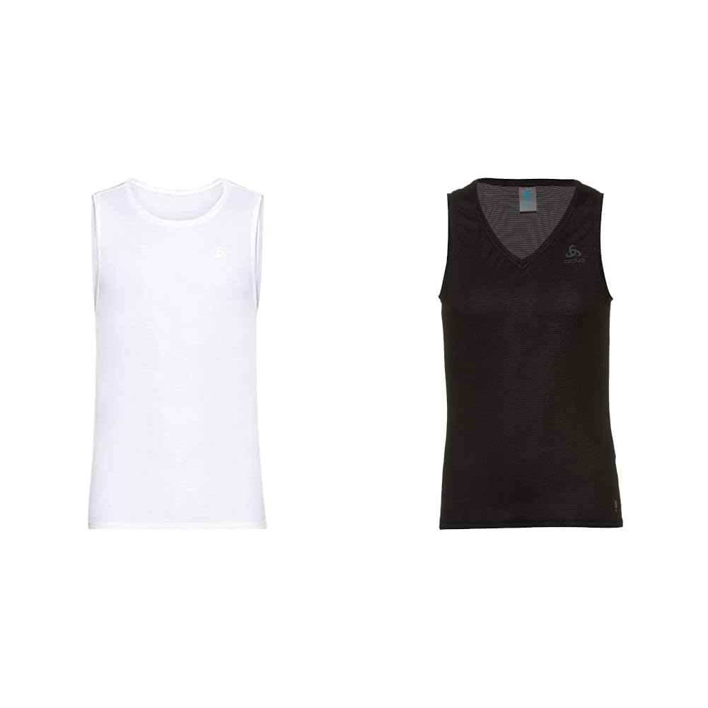 Odlo Herren Active F-Dry Light Eco_141172 Funktionsunterwäsche Tanktop, Weiß, XL EU & Unterhemd Damen Kurzarm Active F-Dry Light I Funktionsshirt I Funktionsunterwäsche