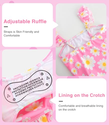 Image of DAXIANG Girls One Piece Ruffle Strap Swimsuit Quick Dry Mermaid Swimwear Beach Sport Bathing Suit for Toddler Kids 4-11 Years