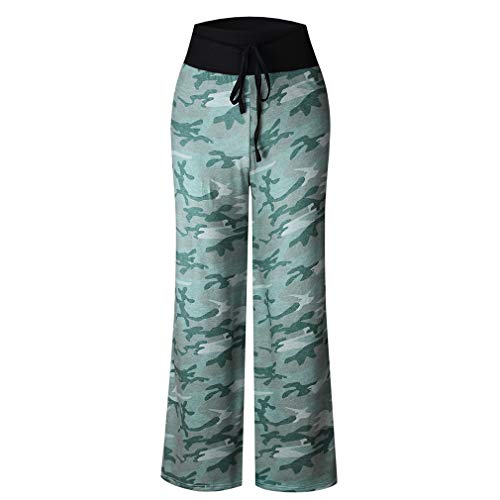 Image of iChunhua Women's Comfy Stretch Floral Print Drawstring Palazzo Wide Leg Lounge Pant
