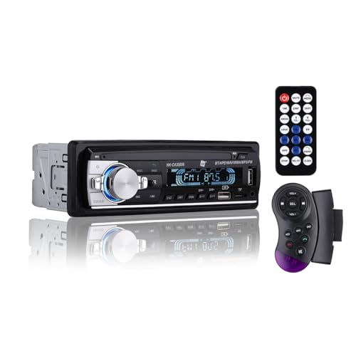 NK Autoradio auto con RDS - 1 DIN - 4 x 40 W - Bluetooth 5.0, funzione AUX, lettore MP3 e x2 USB, FM Audio Stereo, Vivavoce, telecomando per telecomando, schermo LCD, iOS e Android (eMark)