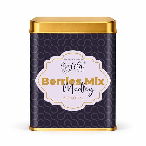 Image of LILA DRY FRUITS Berries Mix Medley 250 Grams with Cranberry Blueberry Strawberry Red Cherry & Black Raisins | Healthy Dried Fruit Mix for Snacking Baking Smoothies Trail Mix Perfect for Gifting