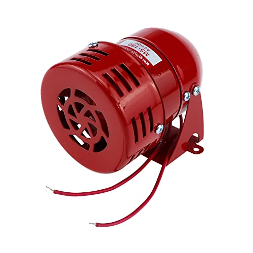 S SYDIEN Motor Siren Red 1Pc AC 110V 114dB Industry Electric Motor Alarm Driven Siren, Horn Sound Buzzer Alarms Bell for Home, Industries, Stores and Security Alarm System